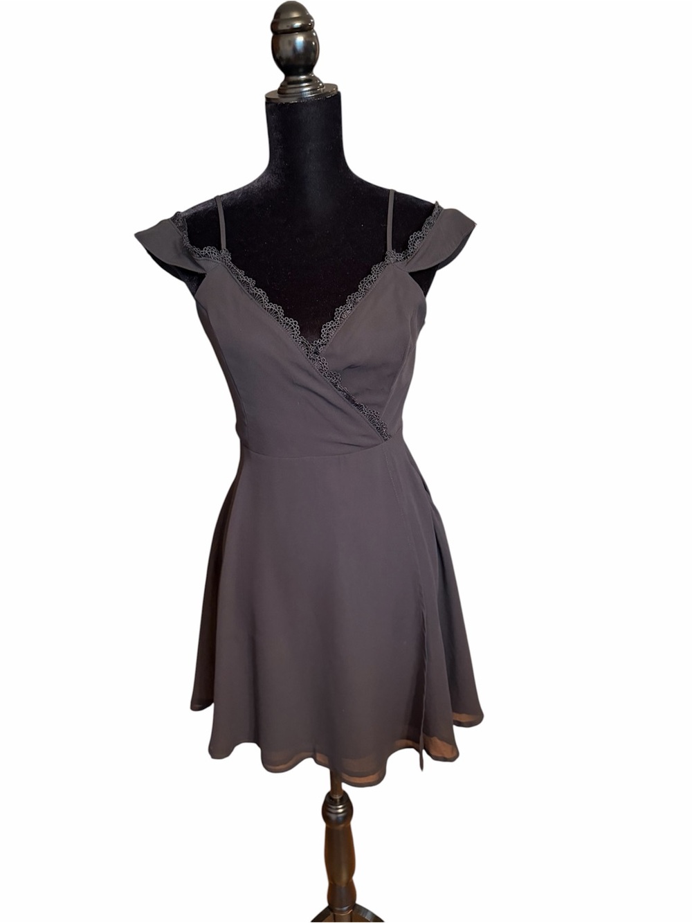 Lulus Off-Shoulder Black V-Neck Mini Dress Size S - Picture 4 of 12